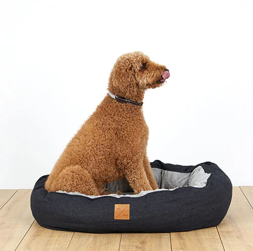 4 Seasons Reversible Circular Dog Bed - Black Denim