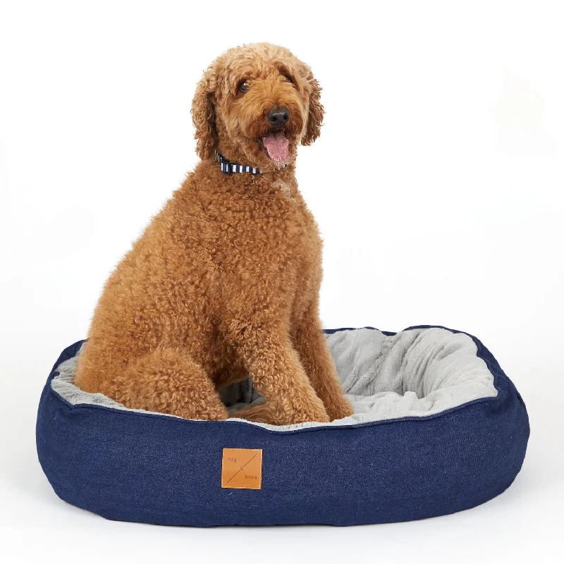 4 Seasons Reversible Circular Dog Bed - Blue Denim