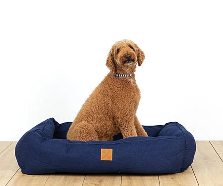 Bolster Dog Bed  - Blue Denim