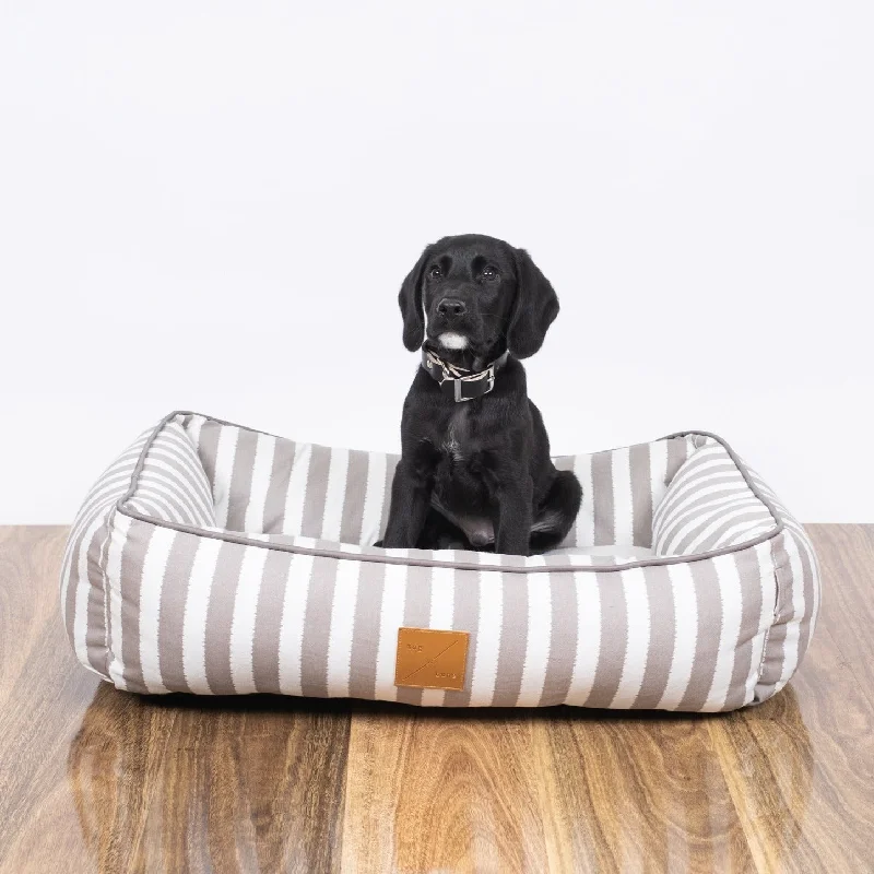 Bolster Dog Bed  - Latte Hampton Stripe