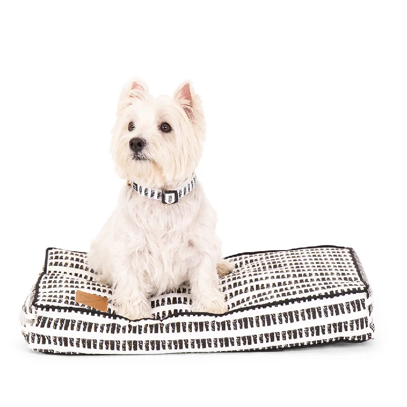 Cushion Dog Bed - Black Mosaic Print