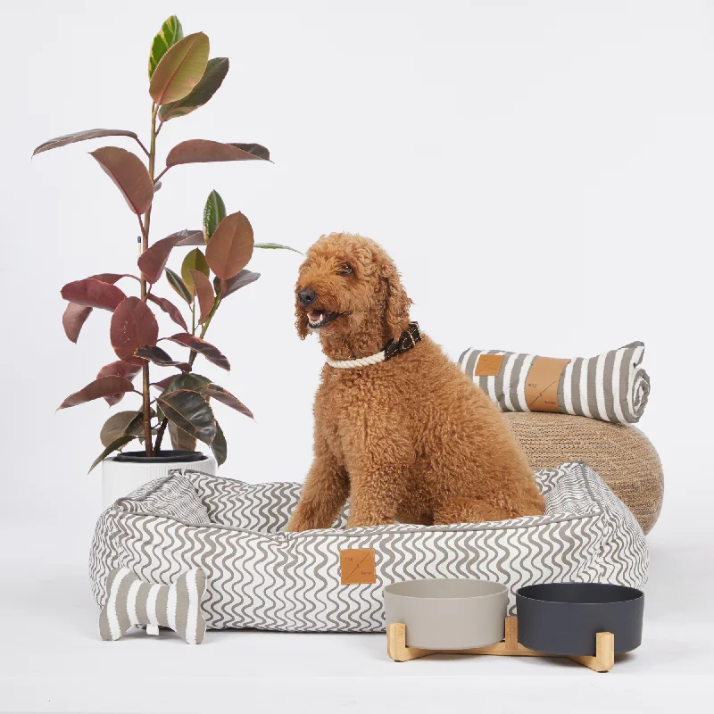 Bolster Dog Bed - Mocha Wave Print