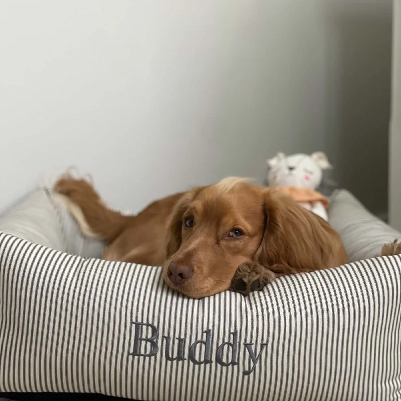 Personalised Box Bed For Dogs in Regency Stripe  by Lords & Labradors