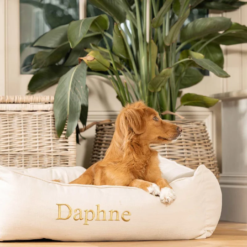 Personalised Box Bed For Dogs in Savanna Bone by Lords & Labradors