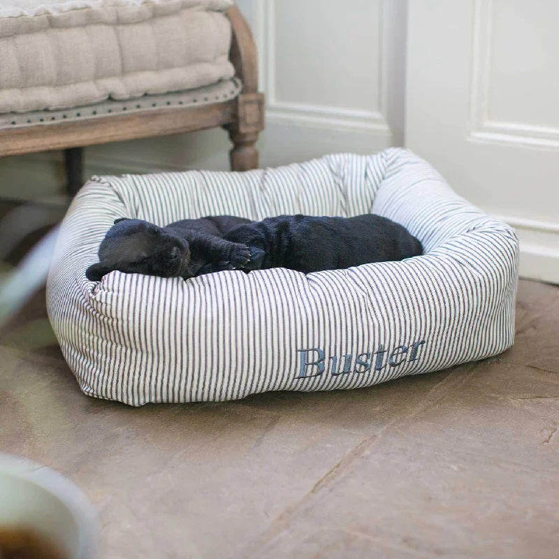 Personalised Cosy & Calming Puppy Crate Bed in Regency Stripe by Lords & Labradors