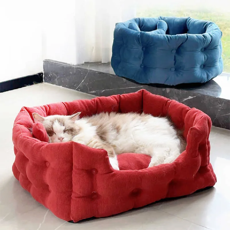 Trendy Cozy Detachable Sleeping Dog & Cat Bed with Bone Pillow