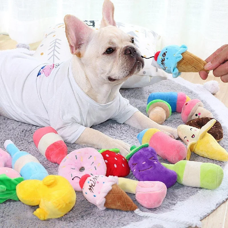 Adorable Cartoon Stuffed Squeaking Pet Toys