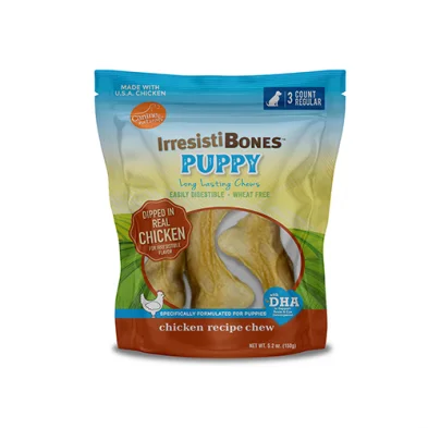 Canine Naturals® IrresistiBones™ PUPPY Wheat Free All Natural Chicken Recipe Chew Treat for Puppies 4.5" (3 Pack)