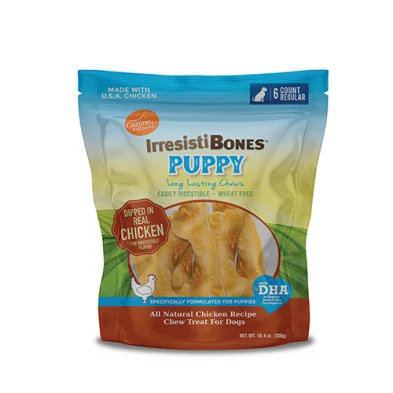 Canine Naturals® IrresistiBones™ PUPPY Wheat Free All Natural Chicken Recipe Chew Treat for Puppies 4.5" (6 Pack)