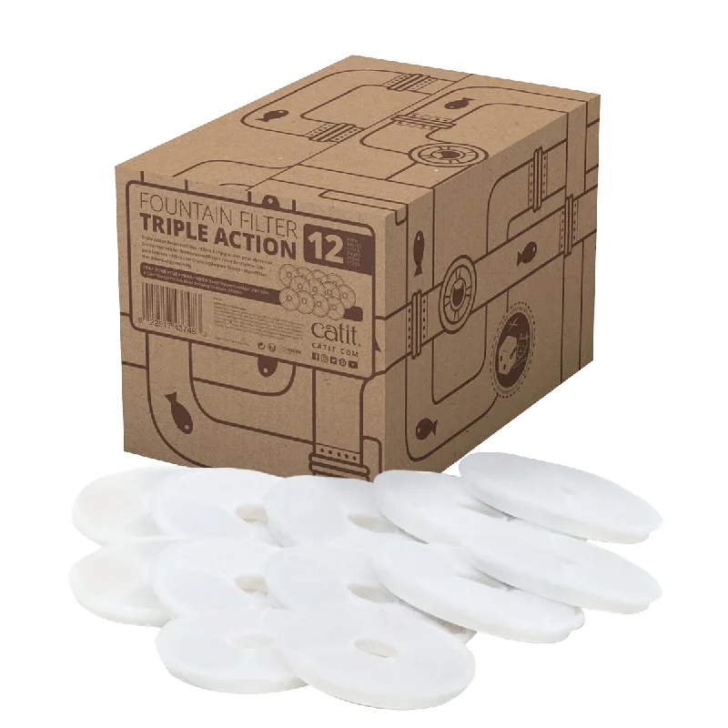 Catit Triple Action Fountain Filter - 12 pack