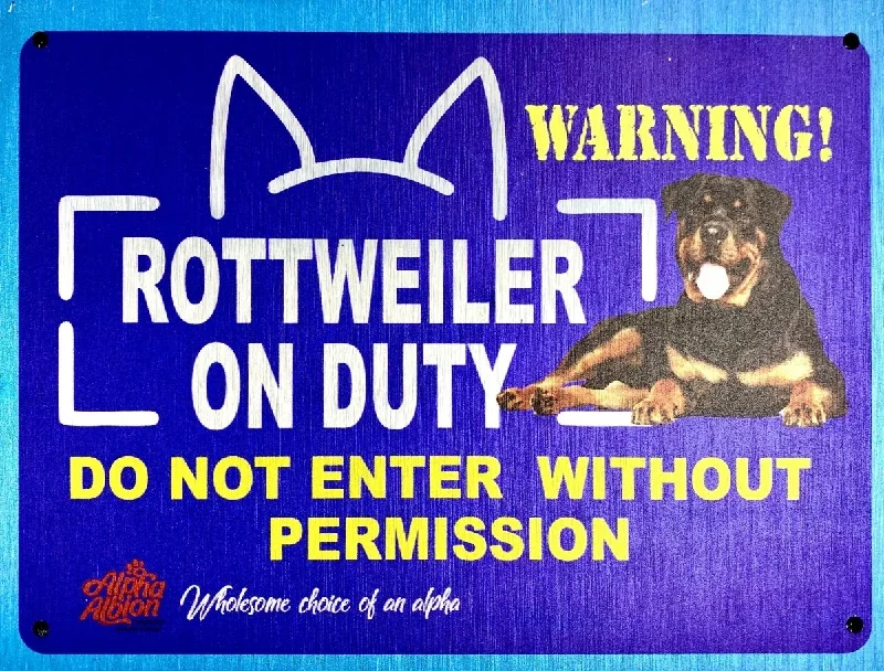 Caution/ Warning Aluminium Composite Sign Board  "ROTTWEILER ON DUTY"