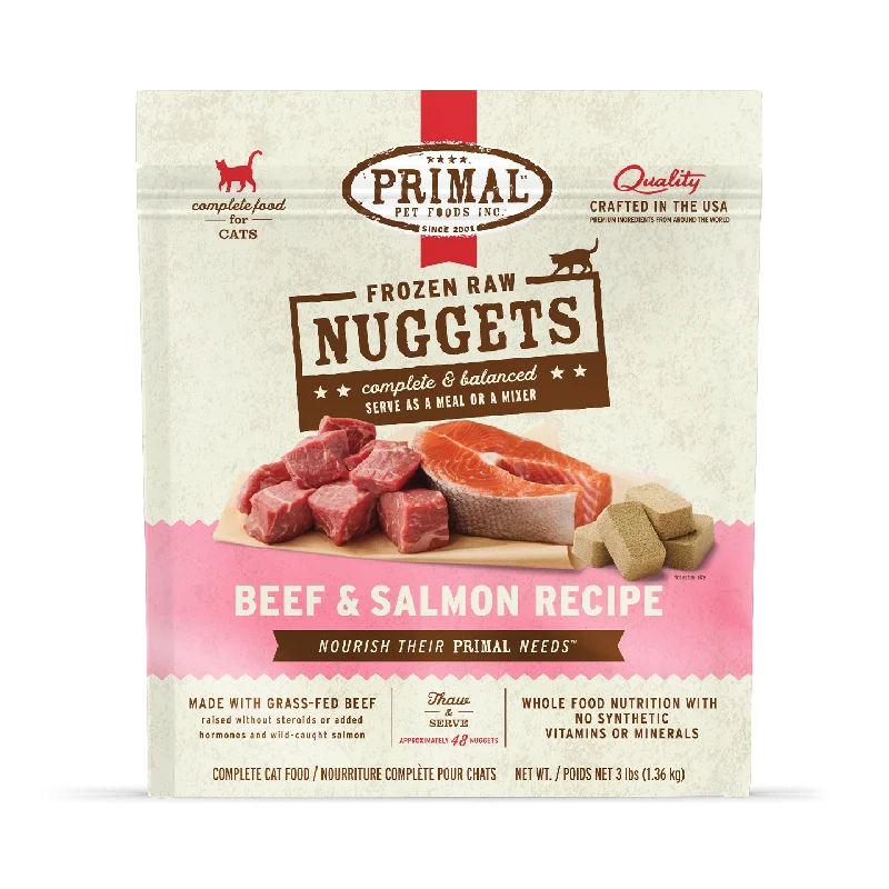 Frozen Raw Nuggets Cat Food <br> Beef & Salmon Recipe