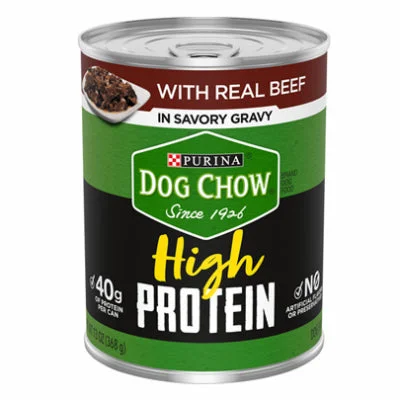 High Protein Dog Food, Beef & Gravy, 13-oz. Can