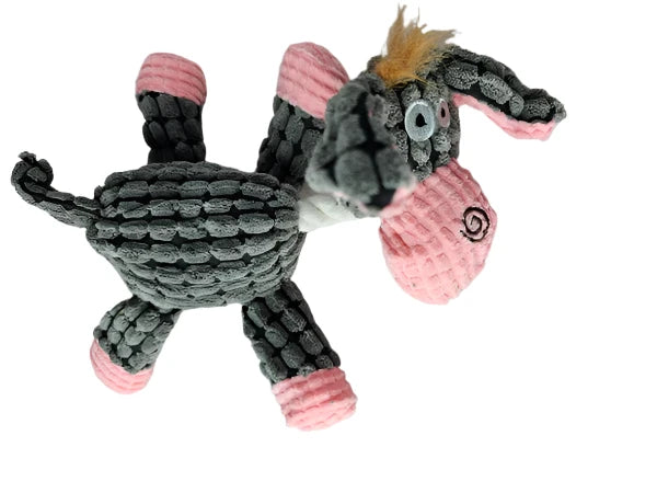 Donkey Dog Toy Grey & Pink Rope