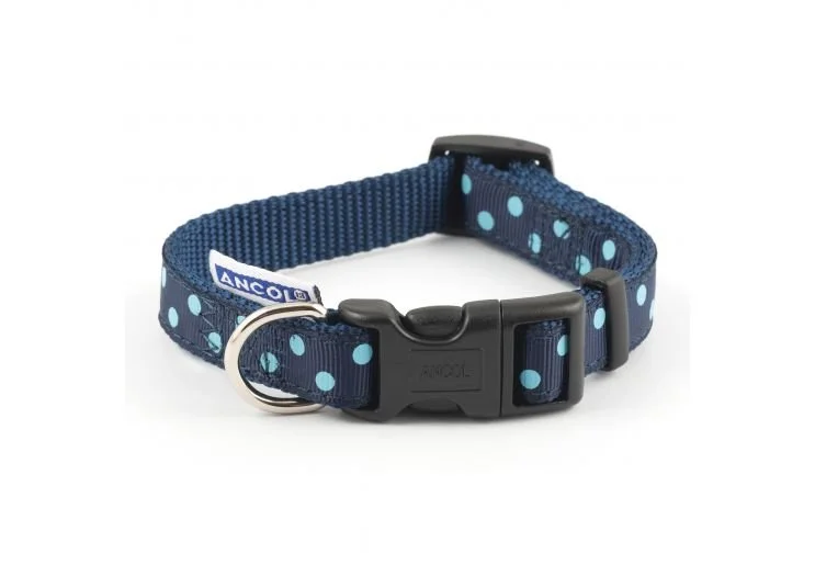 Vintage Polka Adjustable Hardwearing Nylon Dog Collar