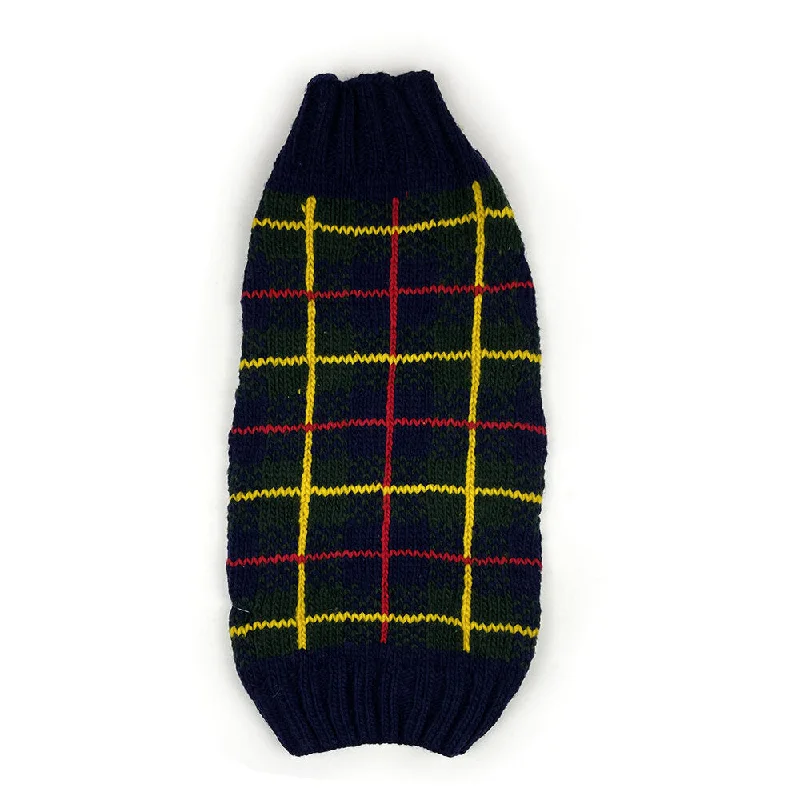 Chilly Dog Sweater - Navy Tartan Plaid