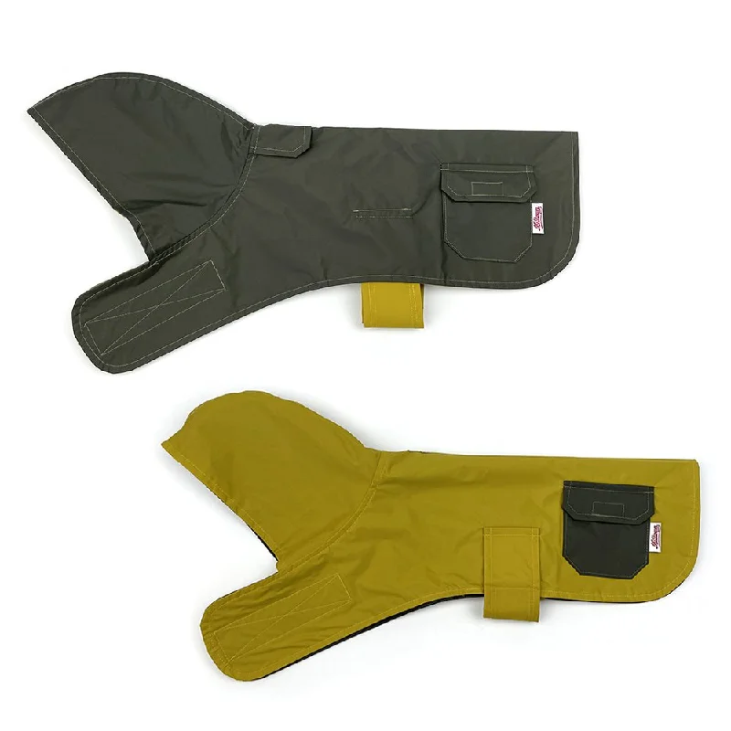 Dog Reversible Rain Coat - Olive-Mustard