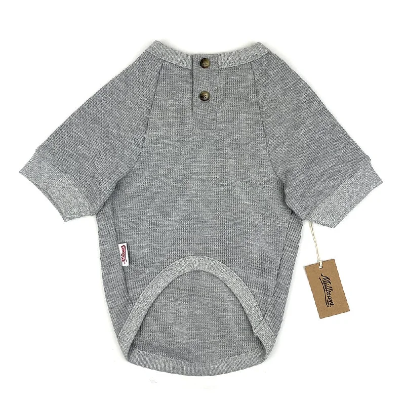 Dog Waffle Henley T-shirt  - Lazy Grey