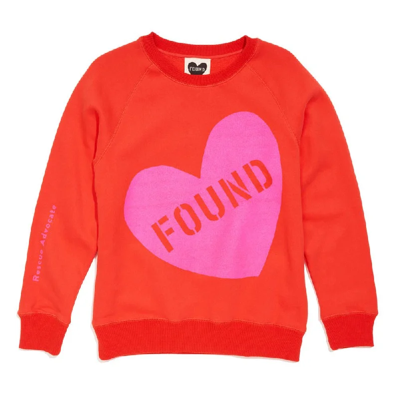 Found My Animal Big Full Heart Sweatshirt, Coral Orange + Neon Pink