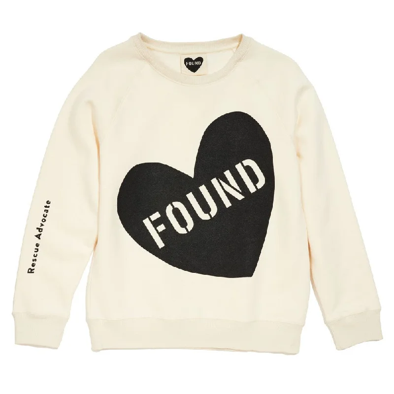 Found My Animal Big Full Heart Sweatshirt, Natural + Black