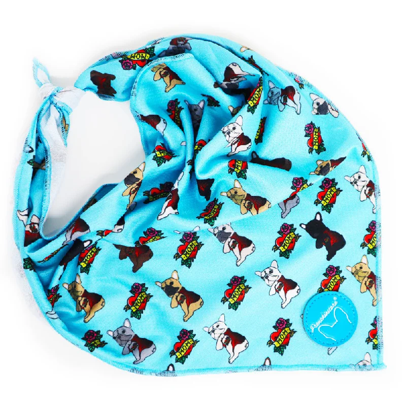 Frenchiestore Dog Cooling Bandana | This Frenchie Loves Mom in Teal